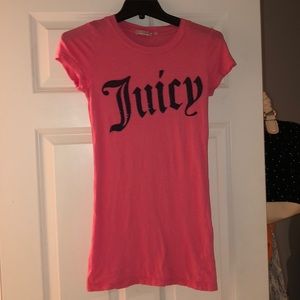 🤍Juicy Couture🤍 hot pink t-shirt with blue glitter text